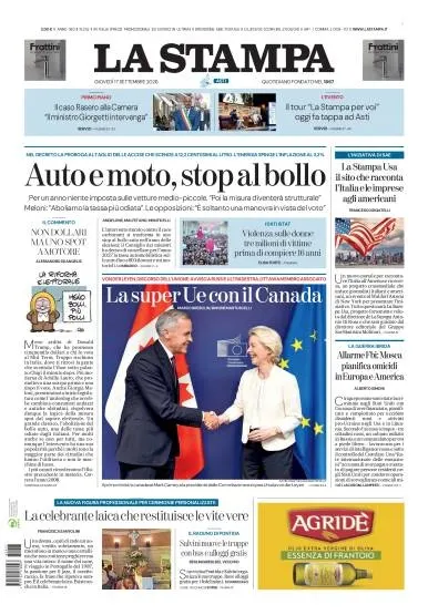 Prima pagina La Stampa | Asti