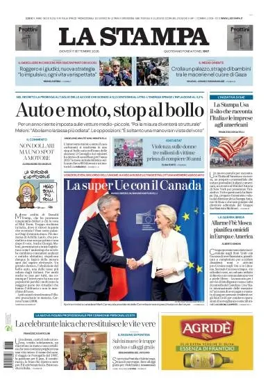Prima pagina La Stampa
