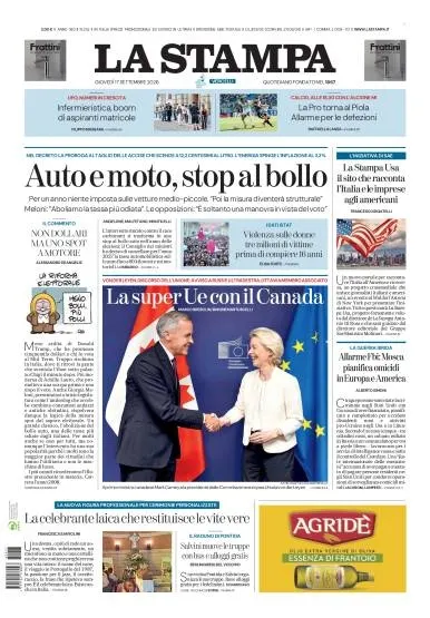 Prima pagina La Stampa | Vercelli