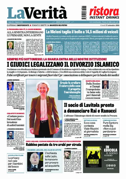 Prima pagina La Verita