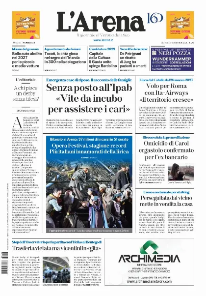 Prima pagina L'Arena