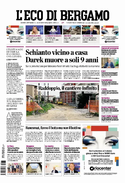 Prima pagina L'Eco di Bergamo