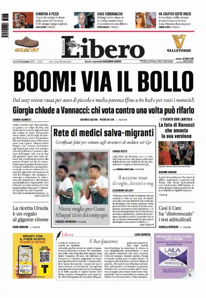 Prima pagina Libero