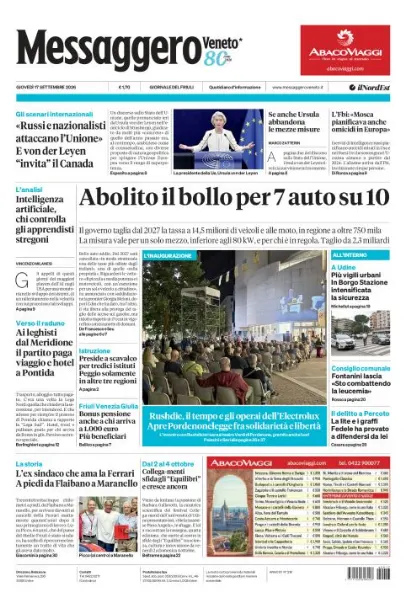 Prima pagina Messaggero Veneto | Gorizia
