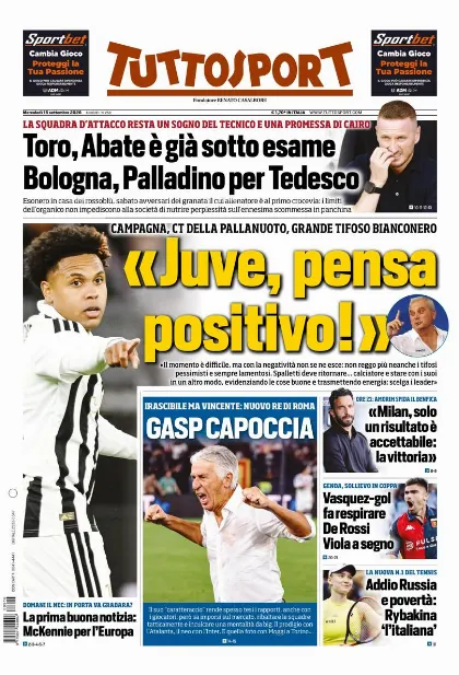 Prima pagina Tuttosport