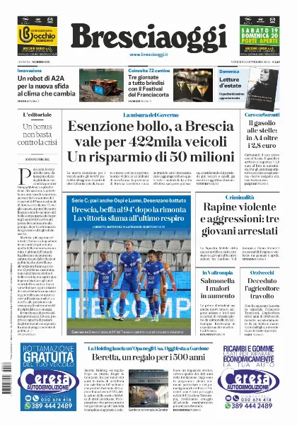Prima pagina Bresciaoggi