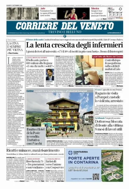 Prima pagina Corriere del Veneto | Treviso e Belluno