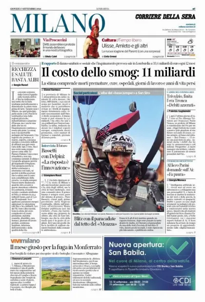 Prima pagina Corriere della Sera | Milano