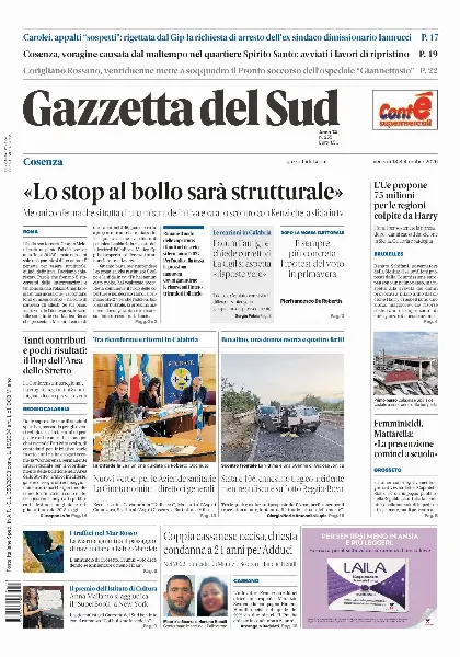Prima pagina Gazzetta del Sud | Cosenza