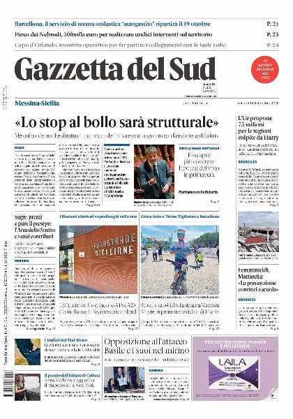 Prima pagina Gazzetta del Sud
