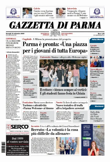 Prima pagina Gazzetta di Parma