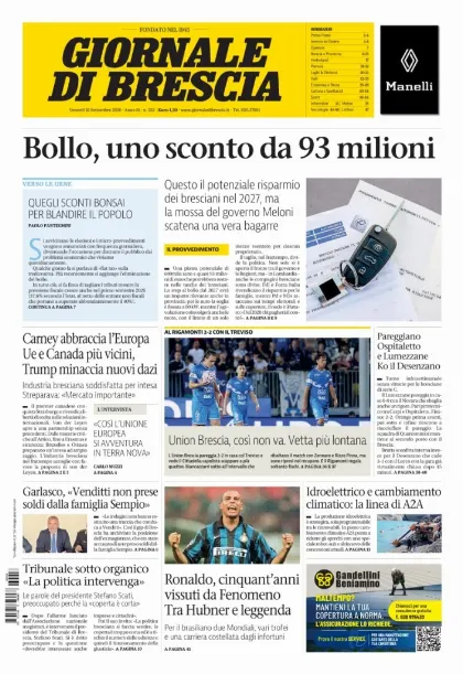 Prima pagina Giornale di Brescia