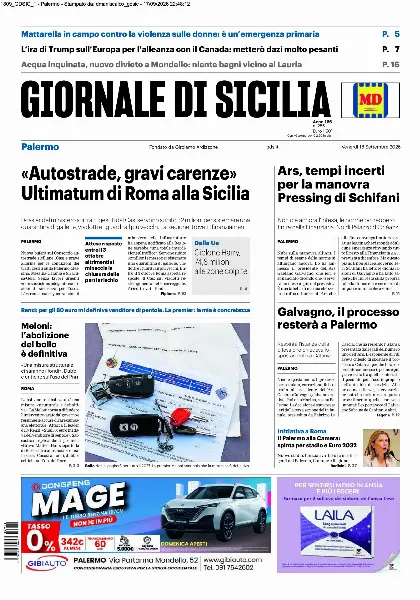 Prima pagina Giornale di Sicilia