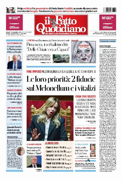 Prima pagina Il Fatto Quotidiano