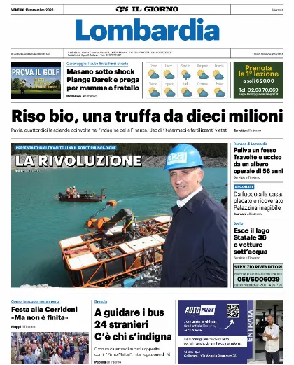 Prima pagina Il Giorno