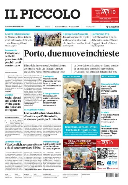 Prima pagina Il Piccolo | Trieste