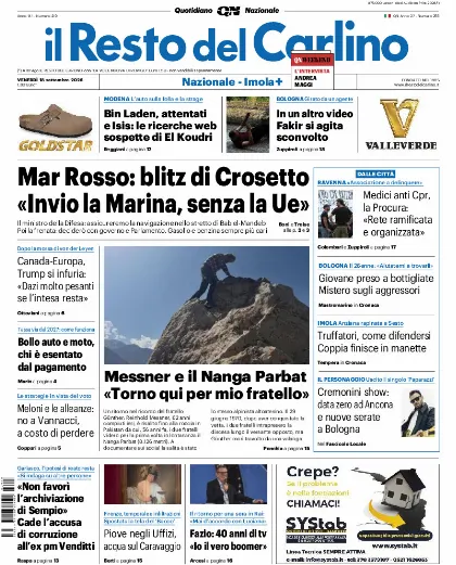 Prima pagina Il Resto del Carlino