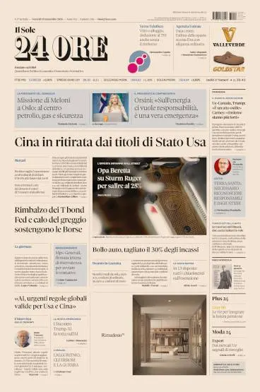 Prima pagina Il Sole 24 Ore