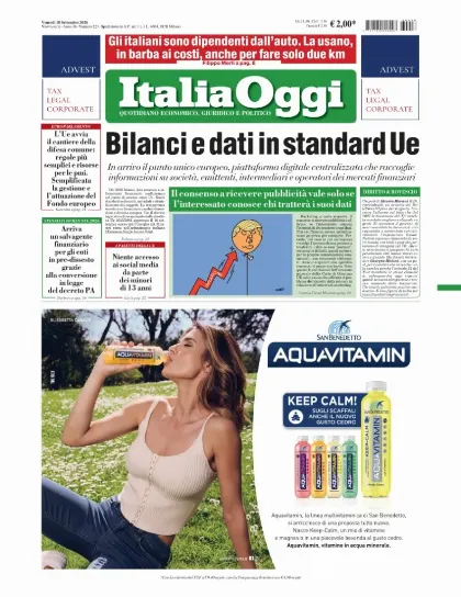 Prima pagina ItaliaOggi