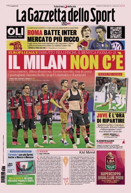 Prima pagina La Gazzetta dello Sport