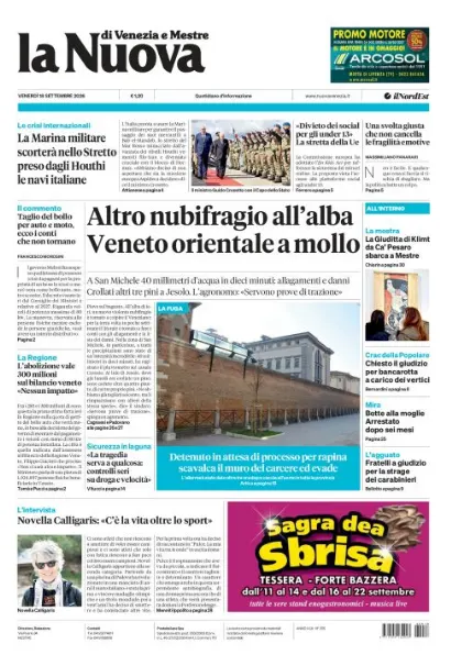 Prima pagina La Nuova di Venezia e Mestre | Venezia e Mestre