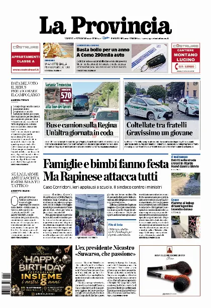 Prima pagina La Provincia