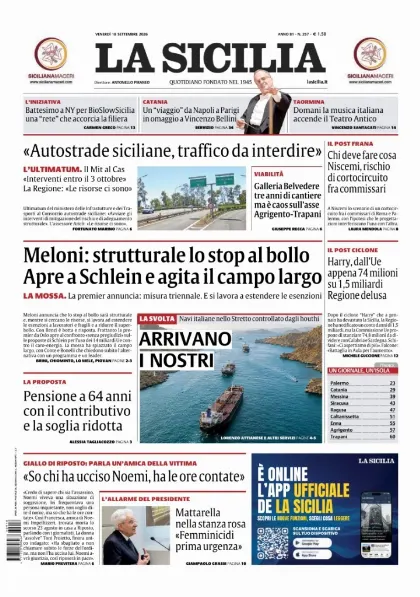 Prima pagina La Sicilia
