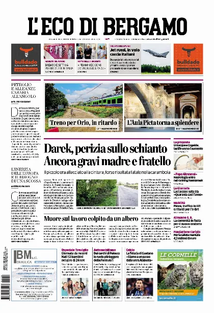 Prima pagina L'Eco di Bergamo