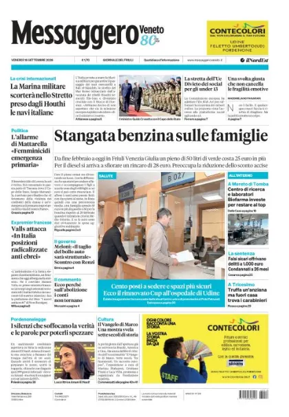 Prima pagina Messaggero Veneto | Udine