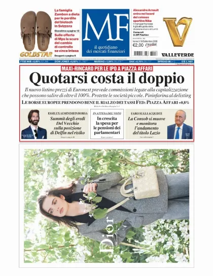 Prima pagina MF Milano Finanza