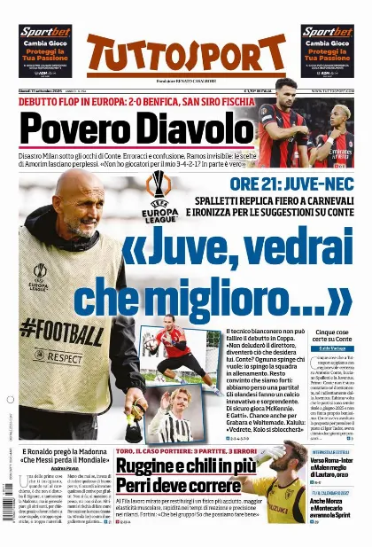 Prima pagina Tuttosport