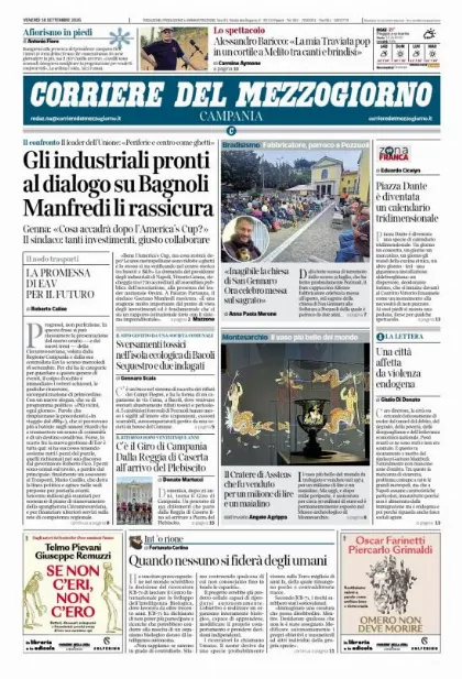 Prima pagina Corriere del Mezzogiorno | Campania