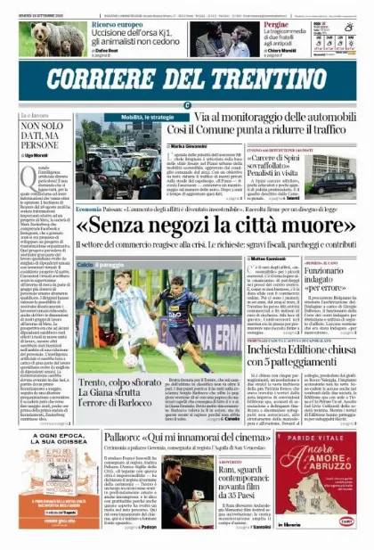 Prima pagina Corriere del Trentino