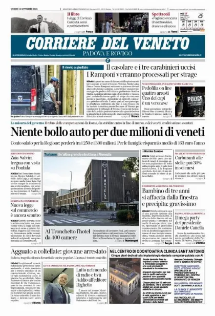 Prima pagina Corriere del Veneto | Padova e Rovigo