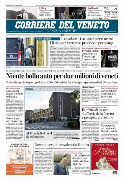 Prima pagina Corriere del Veneto | Venezia e Mestre