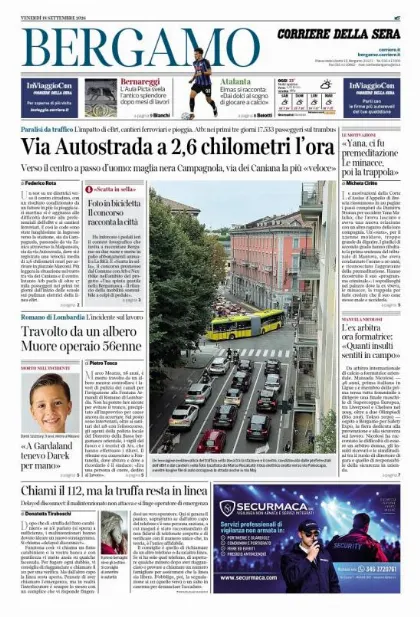Prima pagina Corriere della Sera | Bergamo