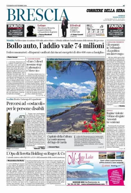 Prima pagina Corriere della Sera | Brescia