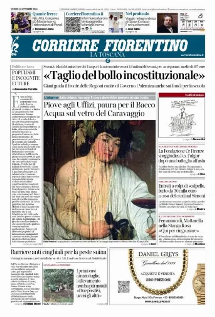 Prima pagina Corriere Fiorentino