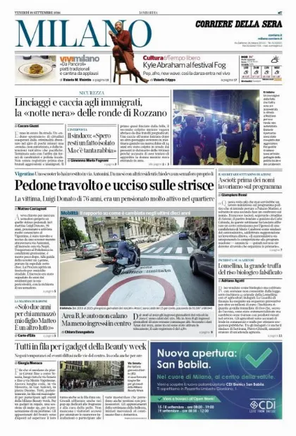 Prima pagina Corriere della Sera | Milano