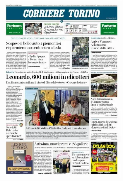 Prima pagina Corriere della Sera | Torino