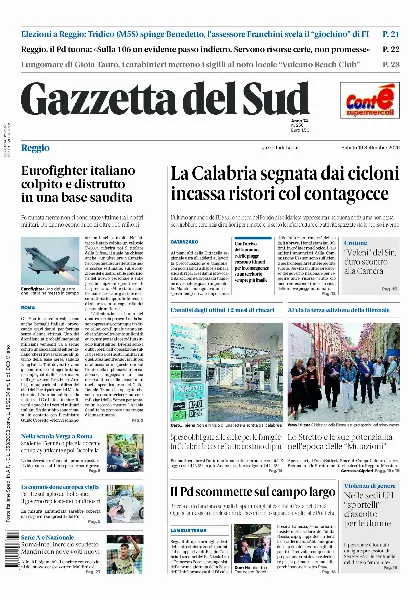 Prima pagina Gazzetta del Sud | Reggio Calabria