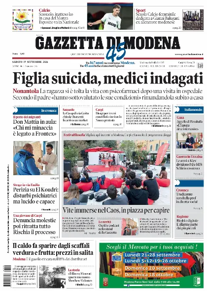 Prima pagina Gazzetta di Modena