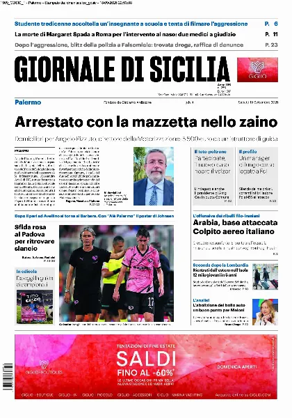 Prima pagina Giornale di Sicilia