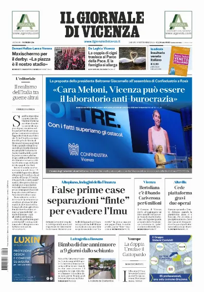 Prima pagina Il Giornale di Vicenza