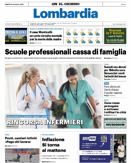 Prima pagina Il Giorno