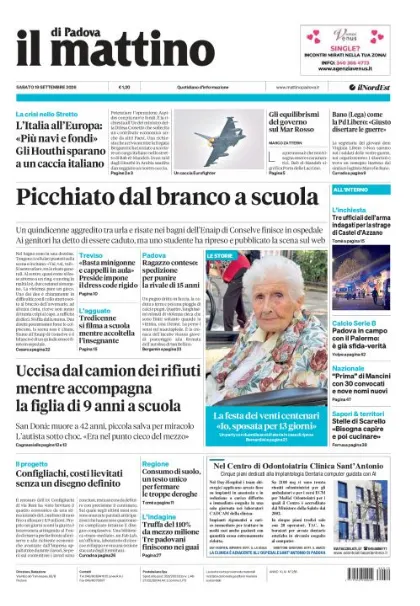 Prima pagina Il Mattino di Padova | Padova
