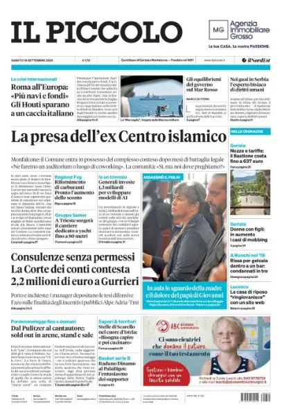 Prima pagina Il Piccolo | Gorizia e Monfalcone