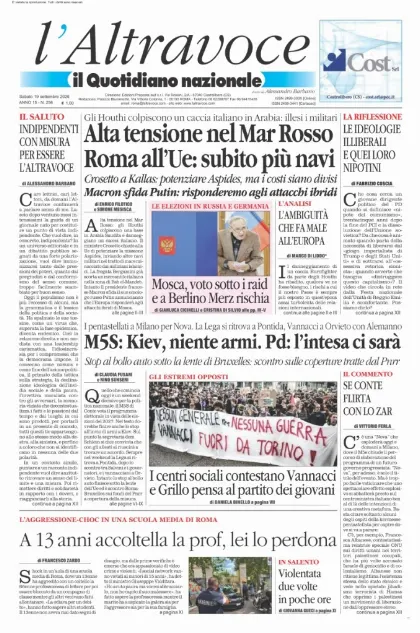 Prima pagina Il Quotidiano del Sud | L'Altravoce
