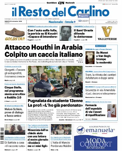 Prima pagina Il Resto del Carlino
