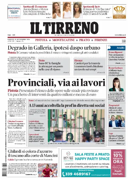 Prima pagina Il Tirreno